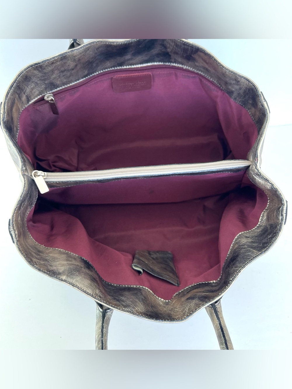 Maurizio Taiuti Metallic Swirl Leather Tote - Silver & Gold Tones - Picture 8 of 14